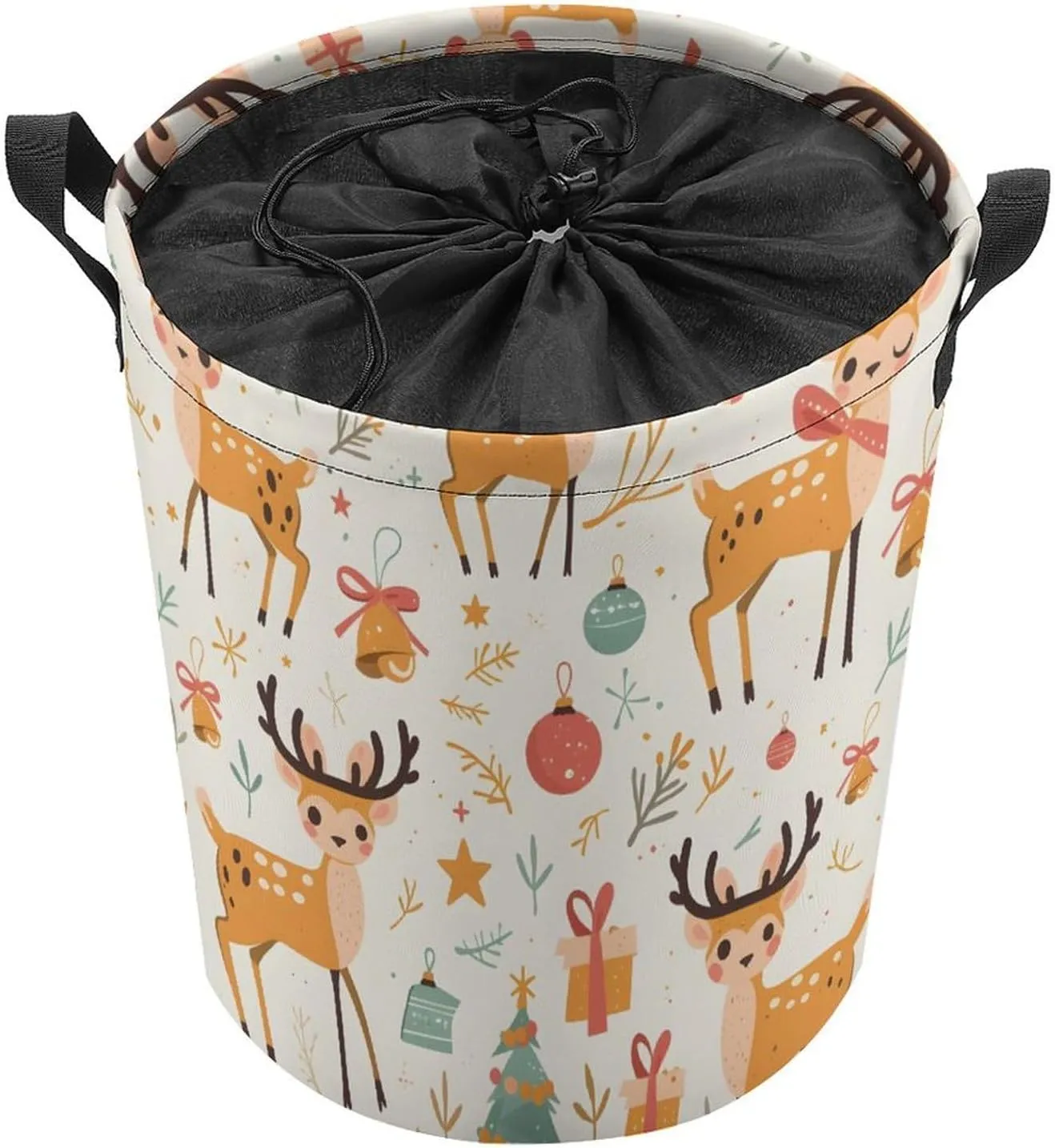 Laundry Hampers, Large Drawstring Laundry Bag, Removable Laundry Bags, Collapsible Storage Bin with Handles for Home Organization, Kids Room, Nursery Deer