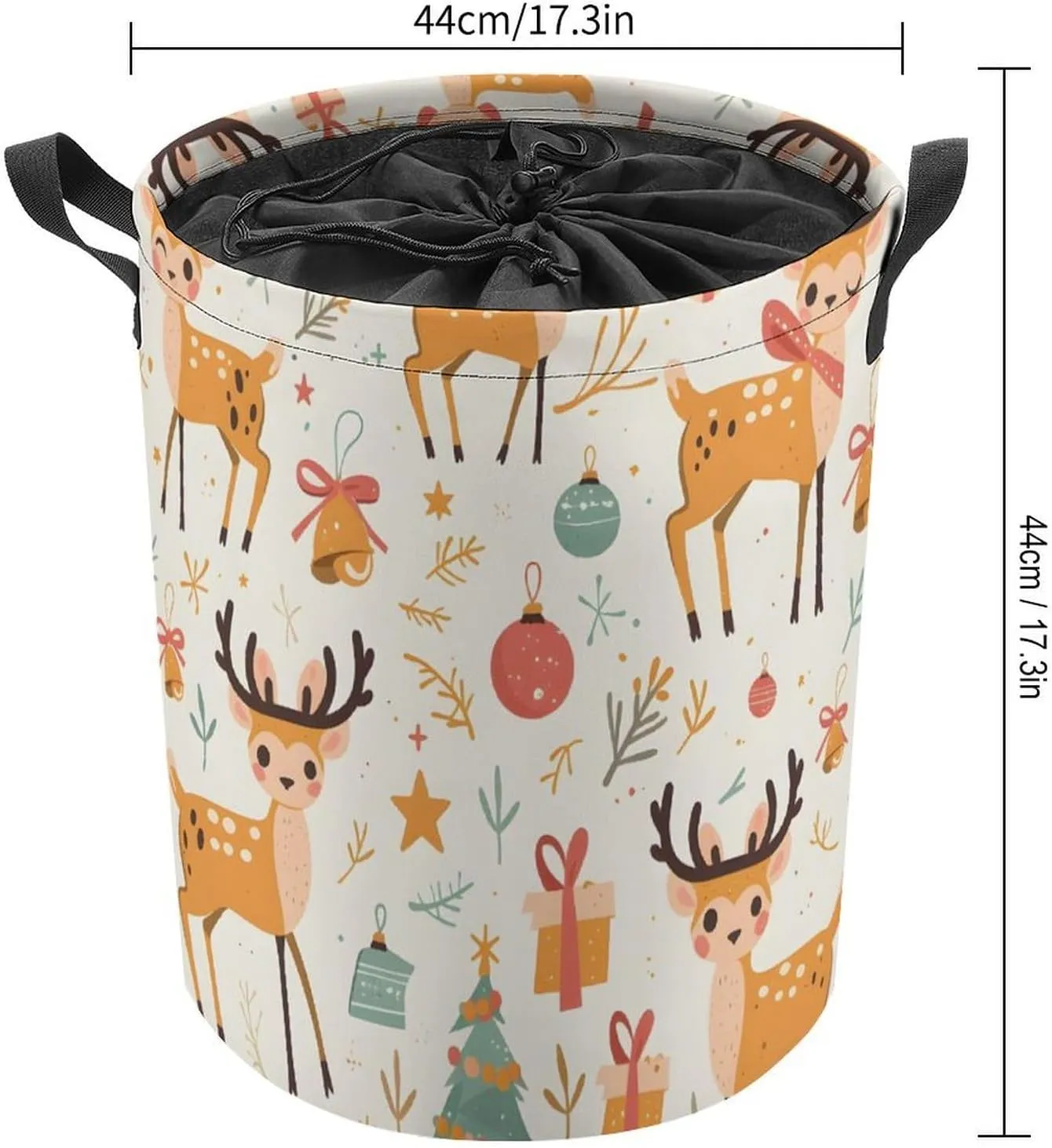 Laundry Hampers, Large Drawstring Laundry Bag, Removable Laundry Bags, Collapsible Storage Bin with Handles for Home Organization, Kids Room, Nursery Deer