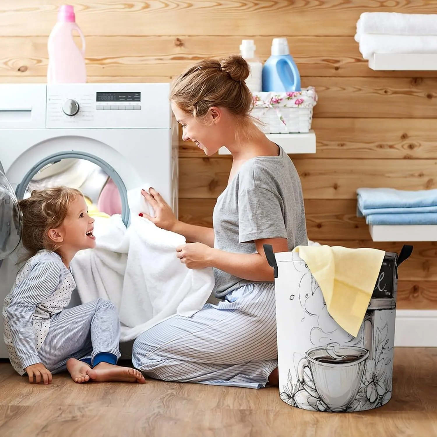Laundry Hampers, Large Drawstring Laundry Bag, Removable Laundry Bags, Collapsible Storage Bin with Handles for Home Organization, Kids Room, Nursery Dishware