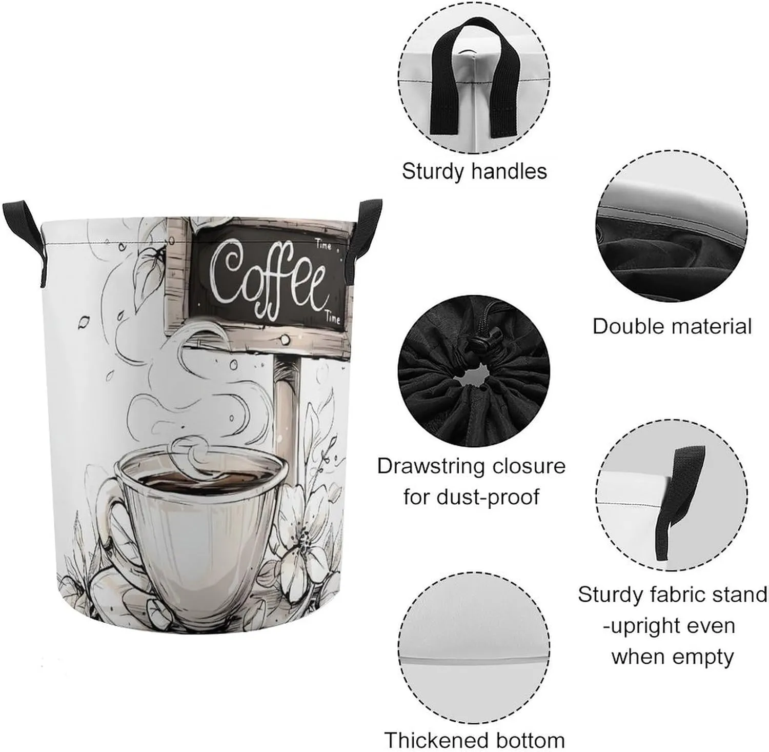 Laundry Hampers, Large Drawstring Laundry Bag, Removable Laundry Bags, Collapsible Storage Bin with Handles for Home Organization, Kids Room, Nursery Dishware