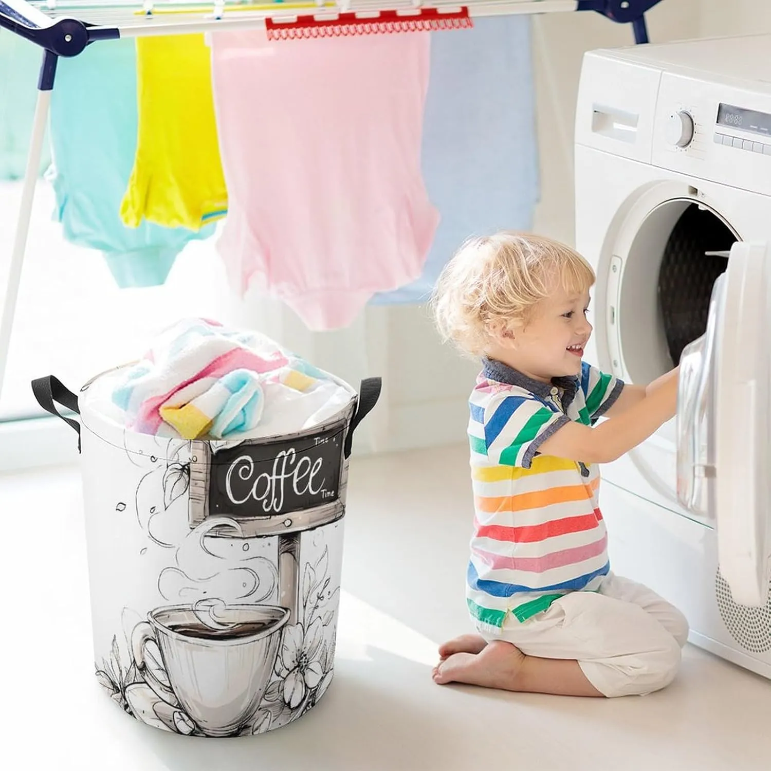 Laundry Hampers, Large Drawstring Laundry Bag, Removable Laundry Bags, Collapsible Storage Bin with Handles for Home Organization, Kids Room, Nursery Dishware