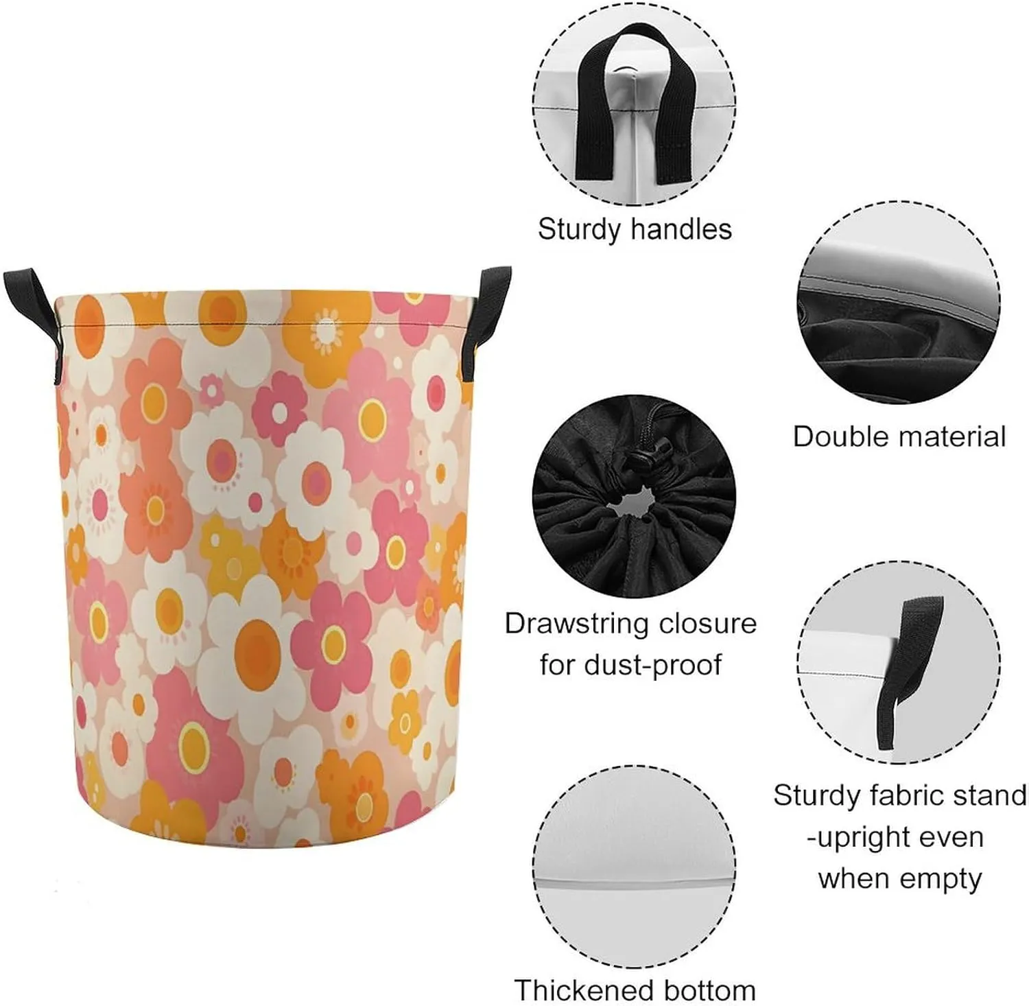 Laundry Hampers, Large Drawstring Laundry Bag, Removable Laundry Bags, Collapsible Storage Bin with Handles for Home Organization, Kids Room, Nursery Organism