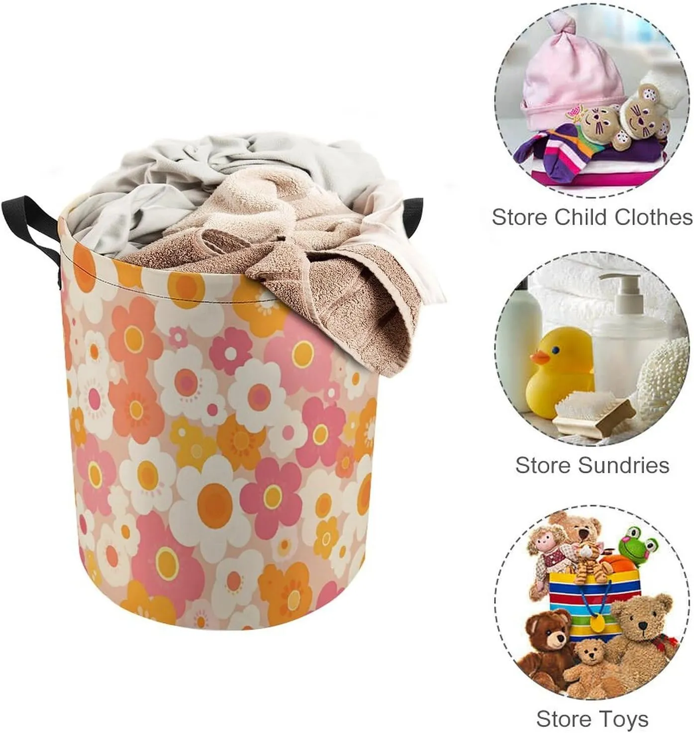 Laundry Hampers, Large Drawstring Laundry Bag, Removable Laundry Bags, Collapsible Storage Bin with Handles for Home Organization, Kids Room, Nursery Organism