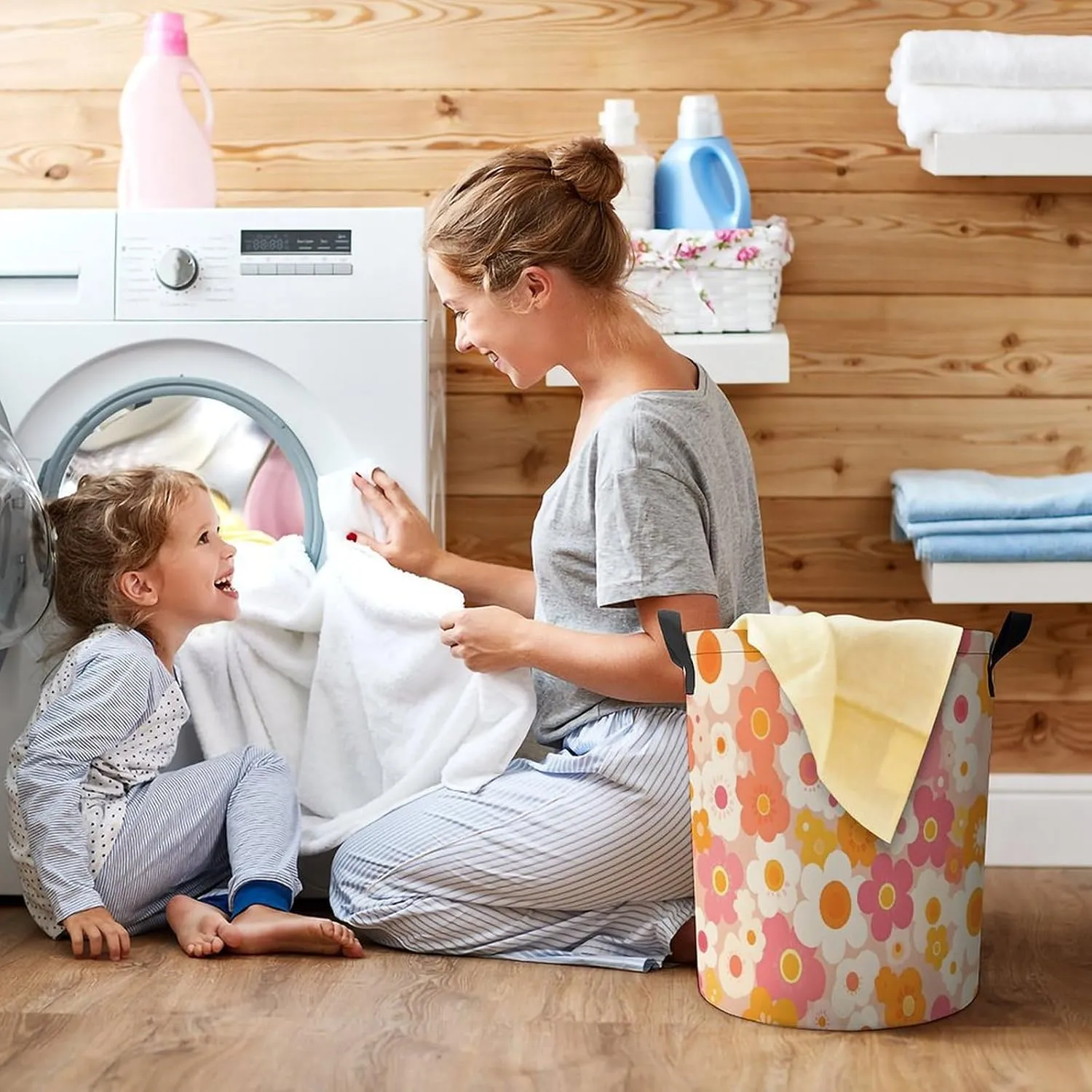 Laundry Hampers, Large Drawstring Laundry Bag, Removable Laundry Bags, Collapsible Storage Bin with Handles for Home Organization, Kids Room, Nursery Organism