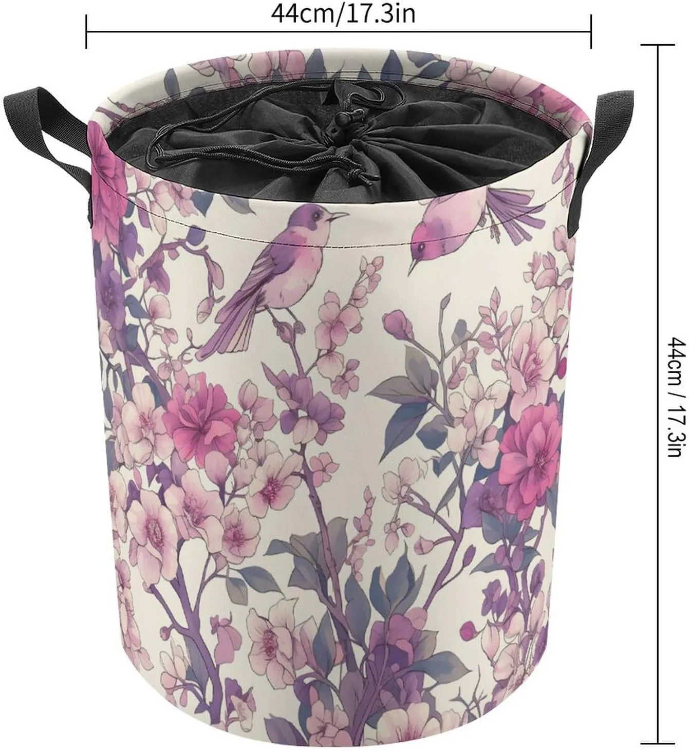 Laundry Hampers, Large Drawstring Laundry Bag, Removable Laundry Bags, Collapsible Storage Bin with Handles for Home Organization, Kids Room, Nursery Petal