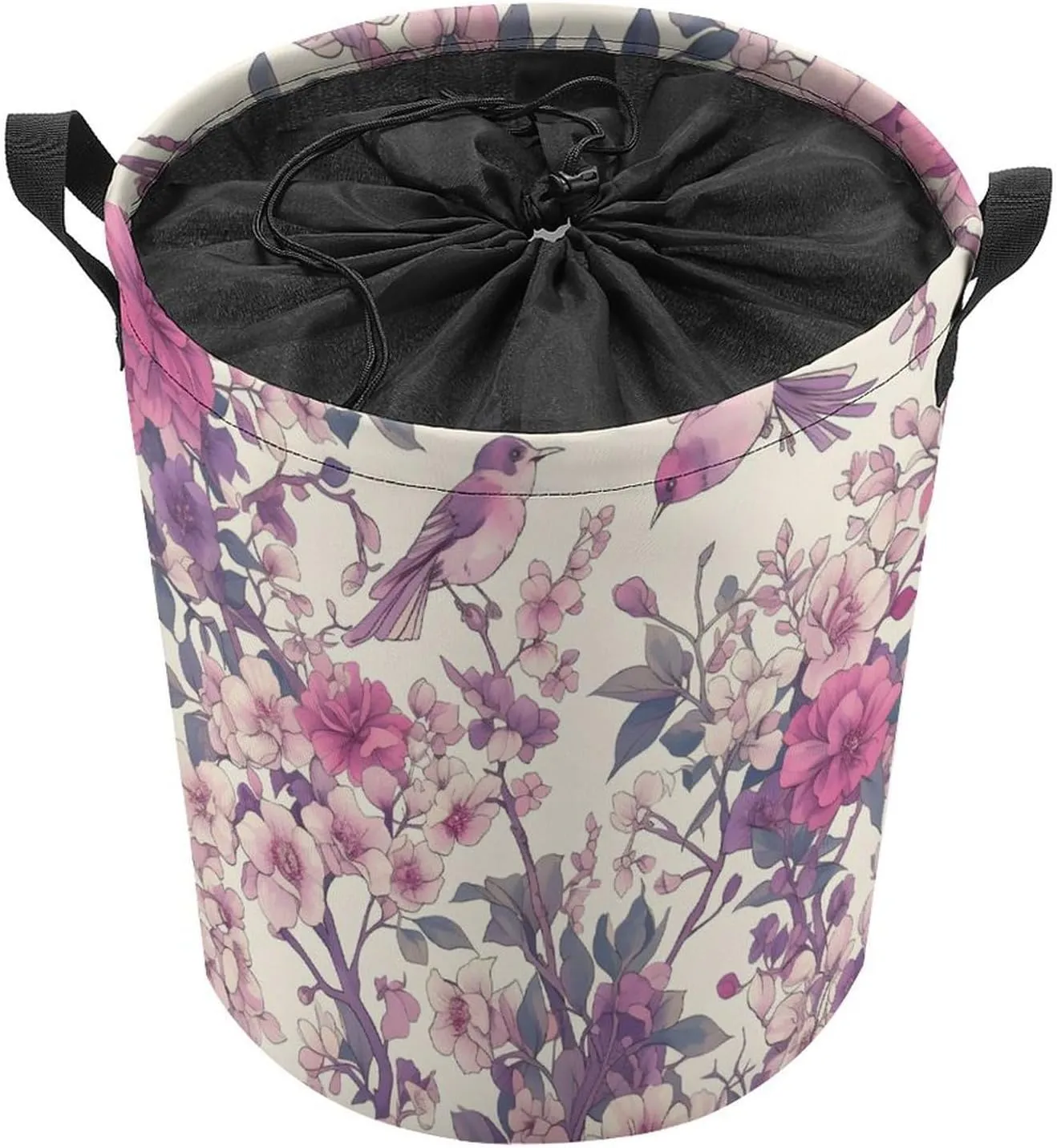 Laundry Hampers, Large Drawstring Laundry Bag, Removable Laundry Bags, Collapsible Storage Bin with Handles for Home Organization, Kids Room, Nursery Petal