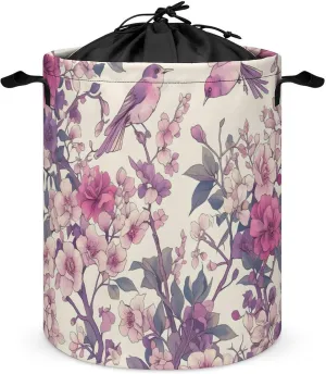 Laundry Hampers, Large Drawstring Laundry Bag, Removable Laundry Bags, Collapsible Storage Bin with Handles for Home Organization, Kids Room, Nursery Petal