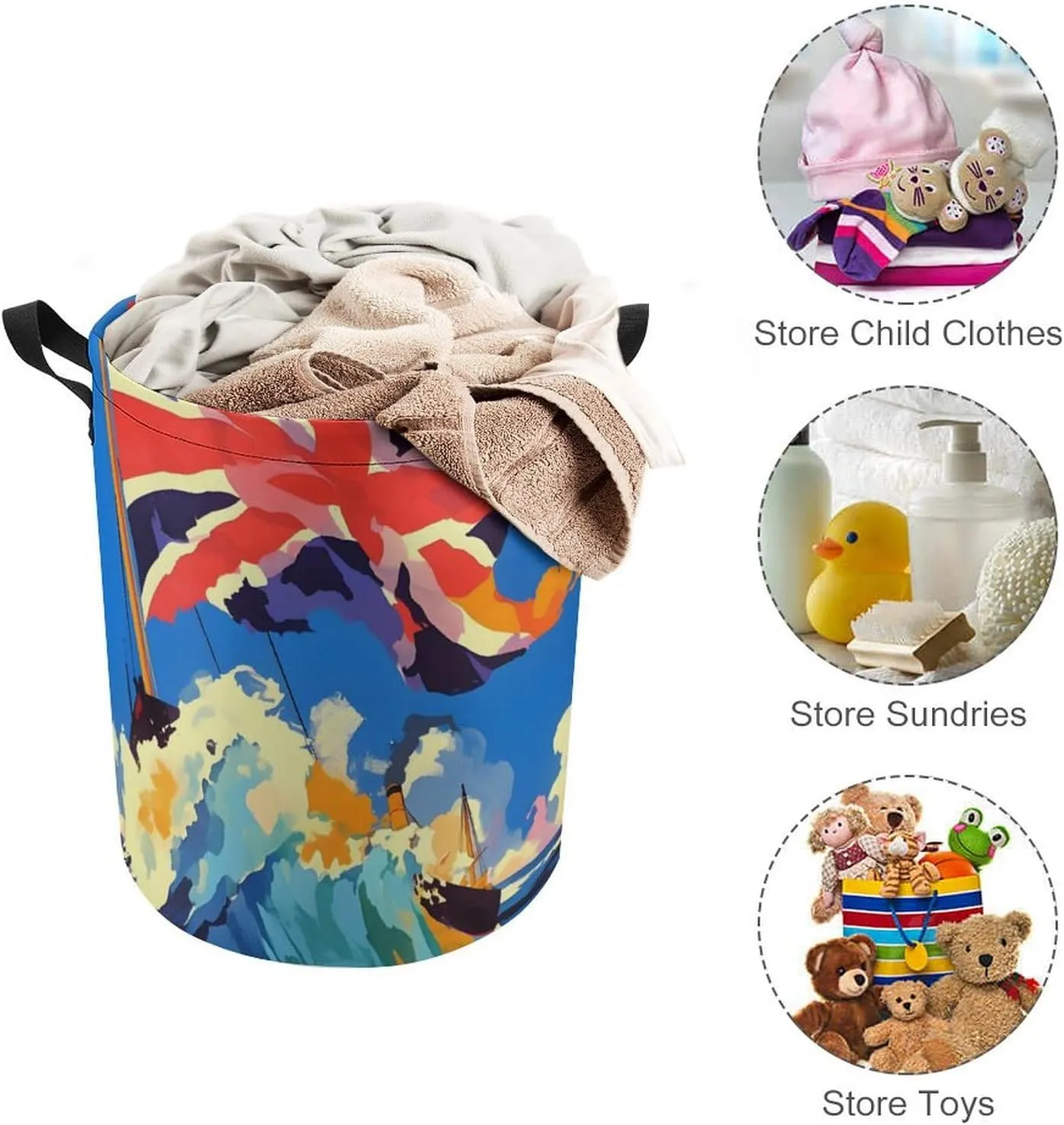 Laundry Hampers, Large Drawstring Laundry Bag, Removable Laundry Bags, Collapsible Storage Bin with Handles for Home Organization, Kids Room, Nursery Symmetry