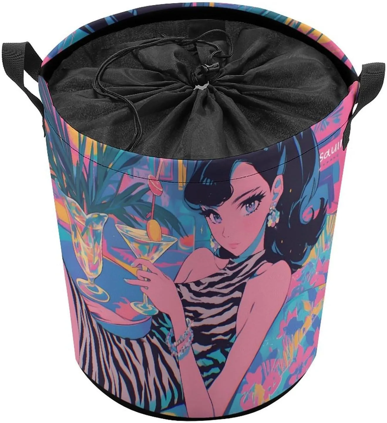 Laundry Hampers, Large Drawstring Laundry Bag, Removable Laundry Bags, Collapsible Storage Bin with Handles for Home Organization, Kids Room, Nursery Visual Arts