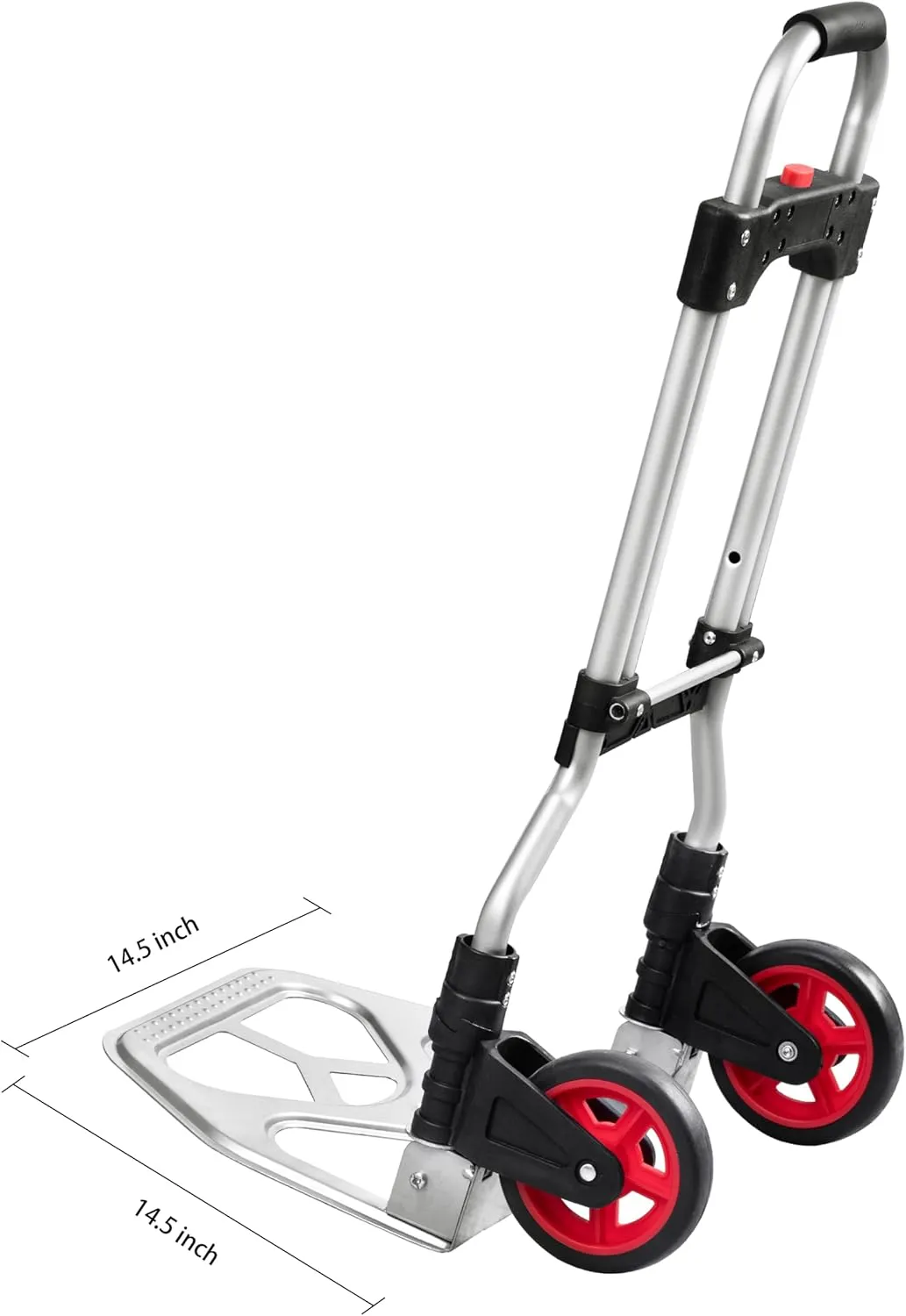 LEADALLWAY Dolly Cart Folding Hand Truck and Dolly,Steel Portable Cart with Telescoping Handle and Nylon Rubber Wheels 180 lbs Capacity