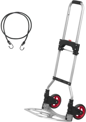 LEADALLWAY Dolly Cart Folding Hand Truck and Dolly,Steel Portable Cart with Telescoping Handle and Nylon Rubber Wheels 180 lbs Capacity