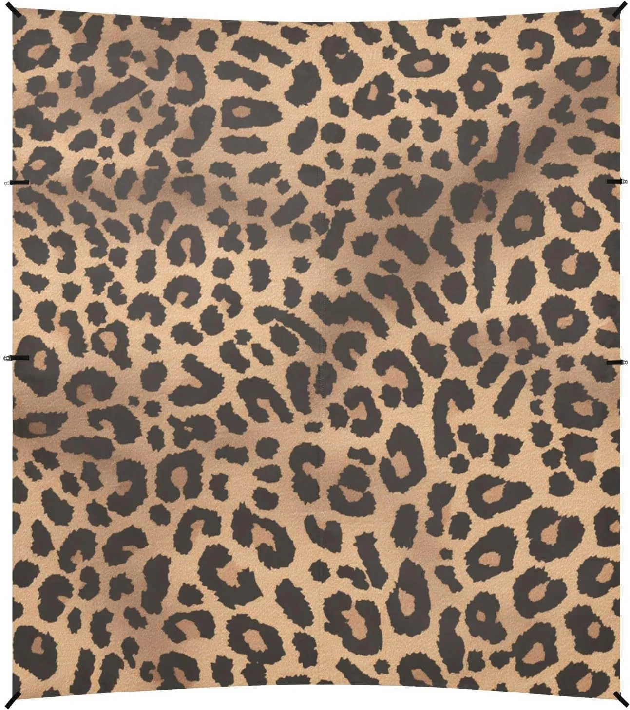 Leopard Skin Print Style DarkGreen Foldable Beach Cabana UPF50 Water-Resistant Large Portable Sun Shelter with Sandbags & Sand Shovel for Family Travel