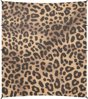 Leopard Skin Print Style DarkGreen Foldable Beach Cabana UPF50 Water-Resistant Large Portable Sun Shelter with Sandbags & Sand Shovel for Family Travel