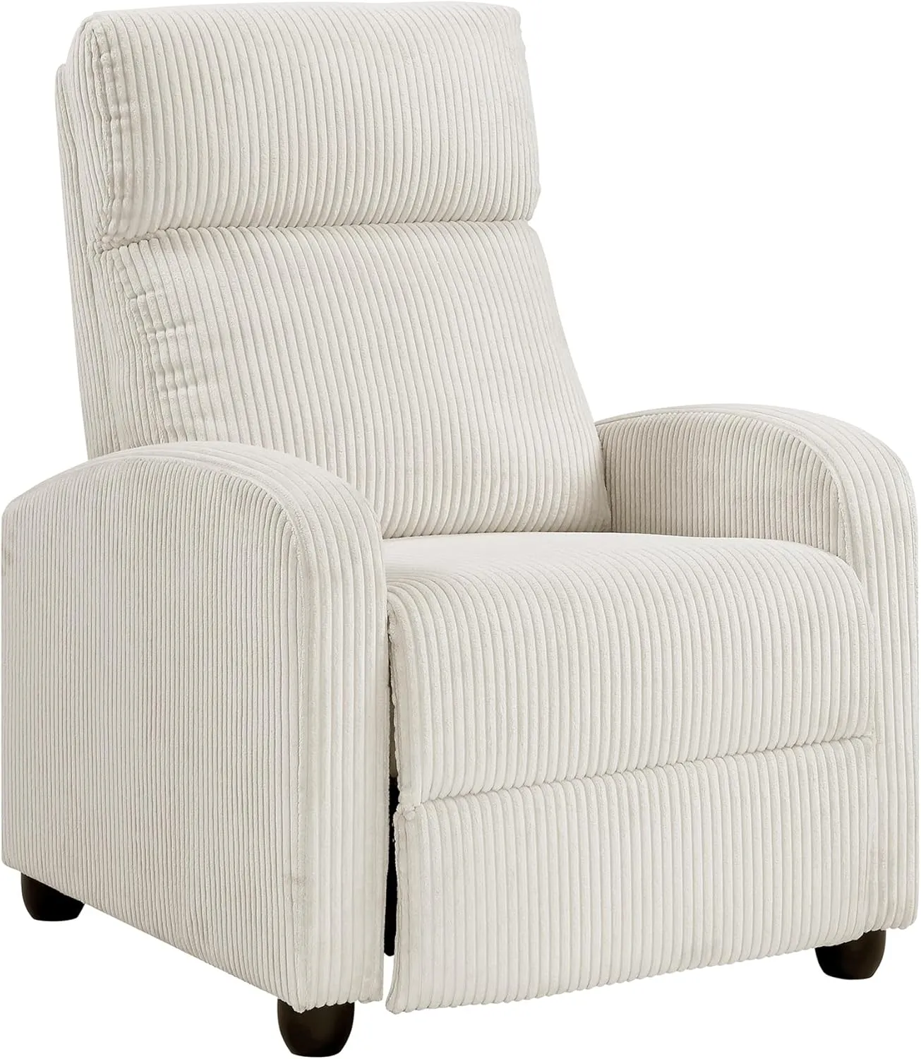 Lexicon Corduroy Pushback Recliner Chair Armchair Push Back Recliner, Solid Wood Frame and Metal Base, Easy Assembly Small Soft Single Sofa Accent Chair for Living Room/Office/Apartment, Beige