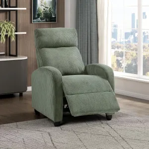 Lexicon Corduroy Pushback Recliner Chair Armchair Push Back Recliner, Solid Wood Frame and Metal Seat Base, Soft Single Sofa Accent Chair for Living Room/Office/Apartment, Easy Assembly, Green