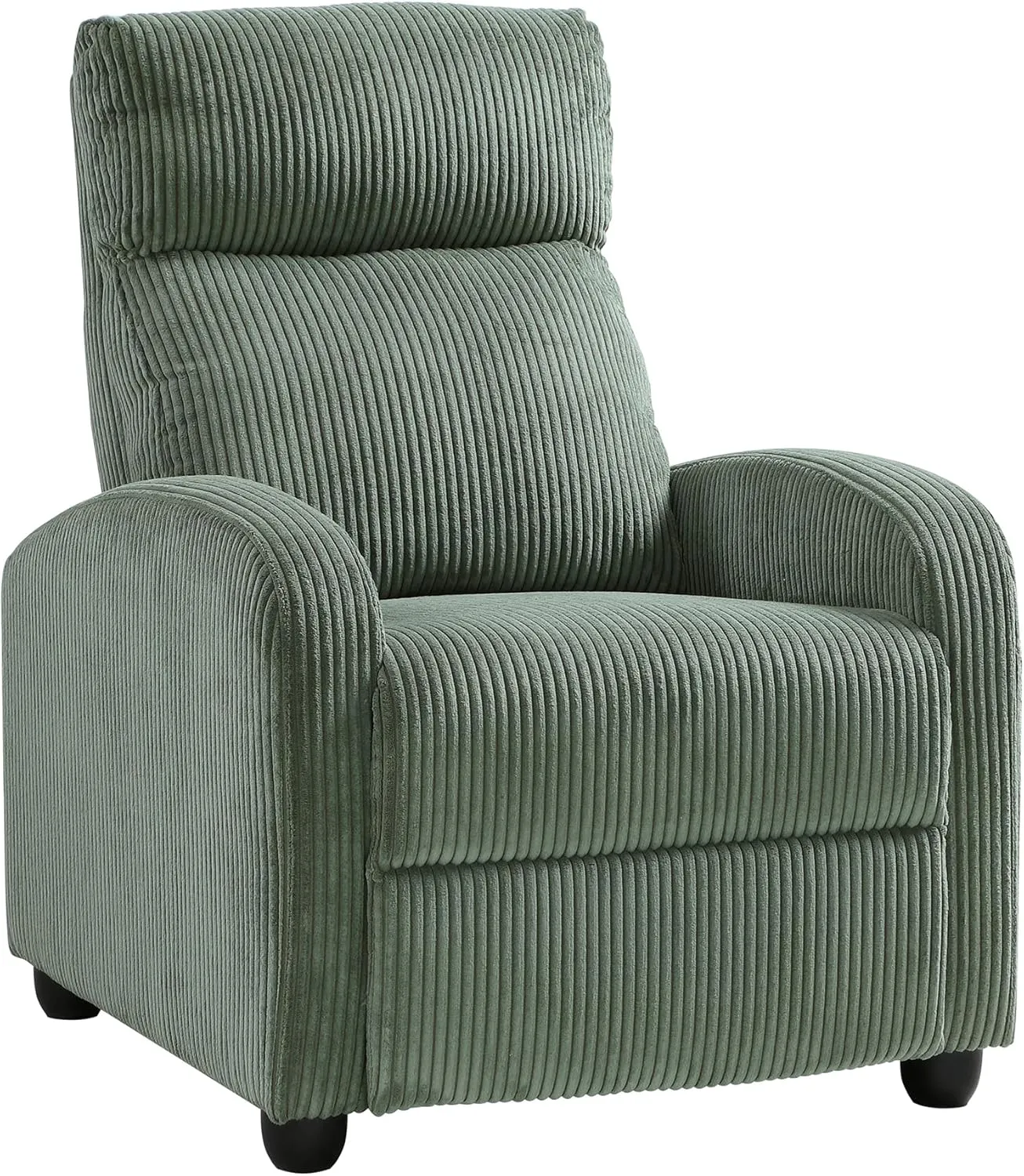 Lexicon Corduroy Pushback Recliner Chair Armchair Push Back Recliner, Solid Wood Frame and Metal Seat Base, Soft Single Sofa Accent Chair for Living Room/Office/Apartment, Easy Assembly, Green
