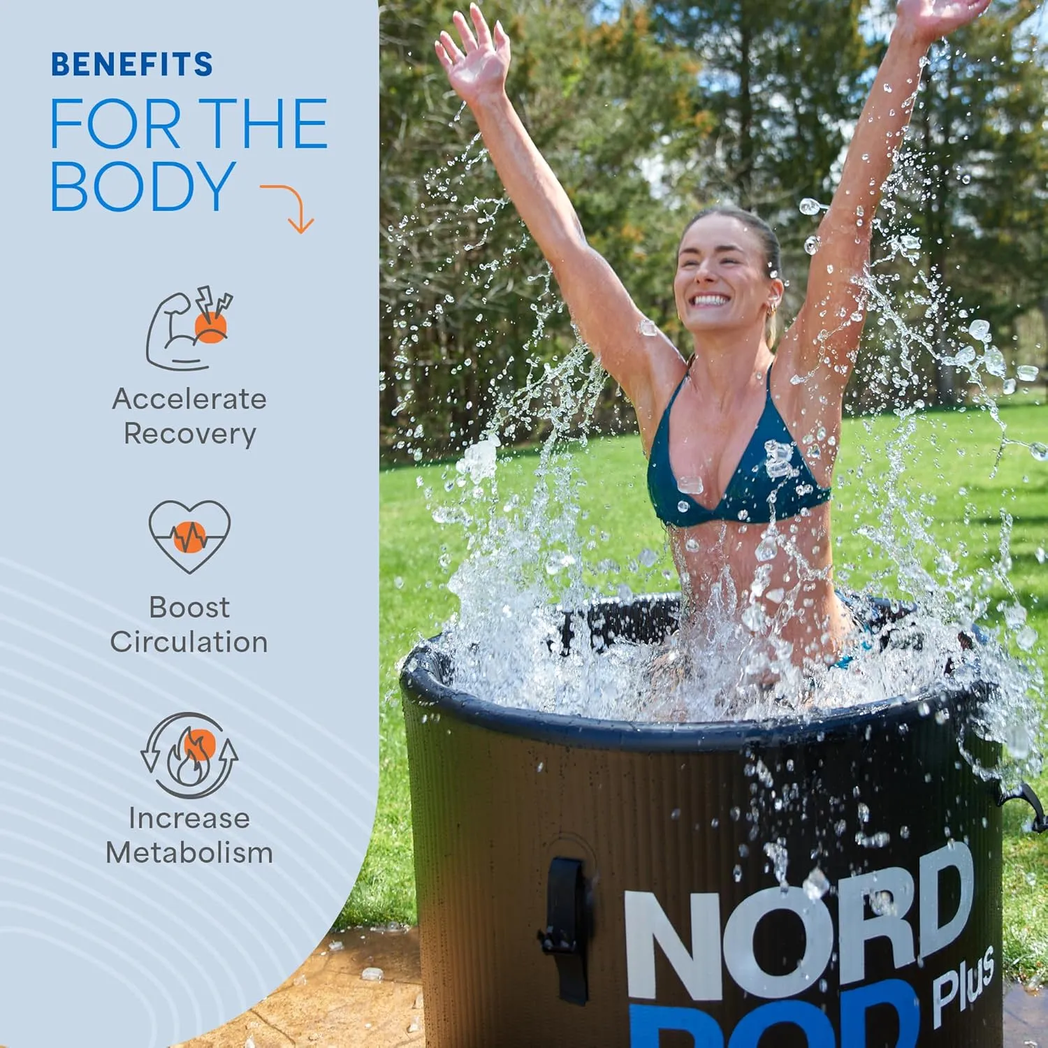 Lifepro NordPod Plus Portable Ice Bath Tub – Cold Plunge Recovery Tub for Athletes, Outdoor/Indoor Use – XL 80-Gallon Capacity with All-Weather Lid – Foldable Ice Pod for Cold Water Therapy