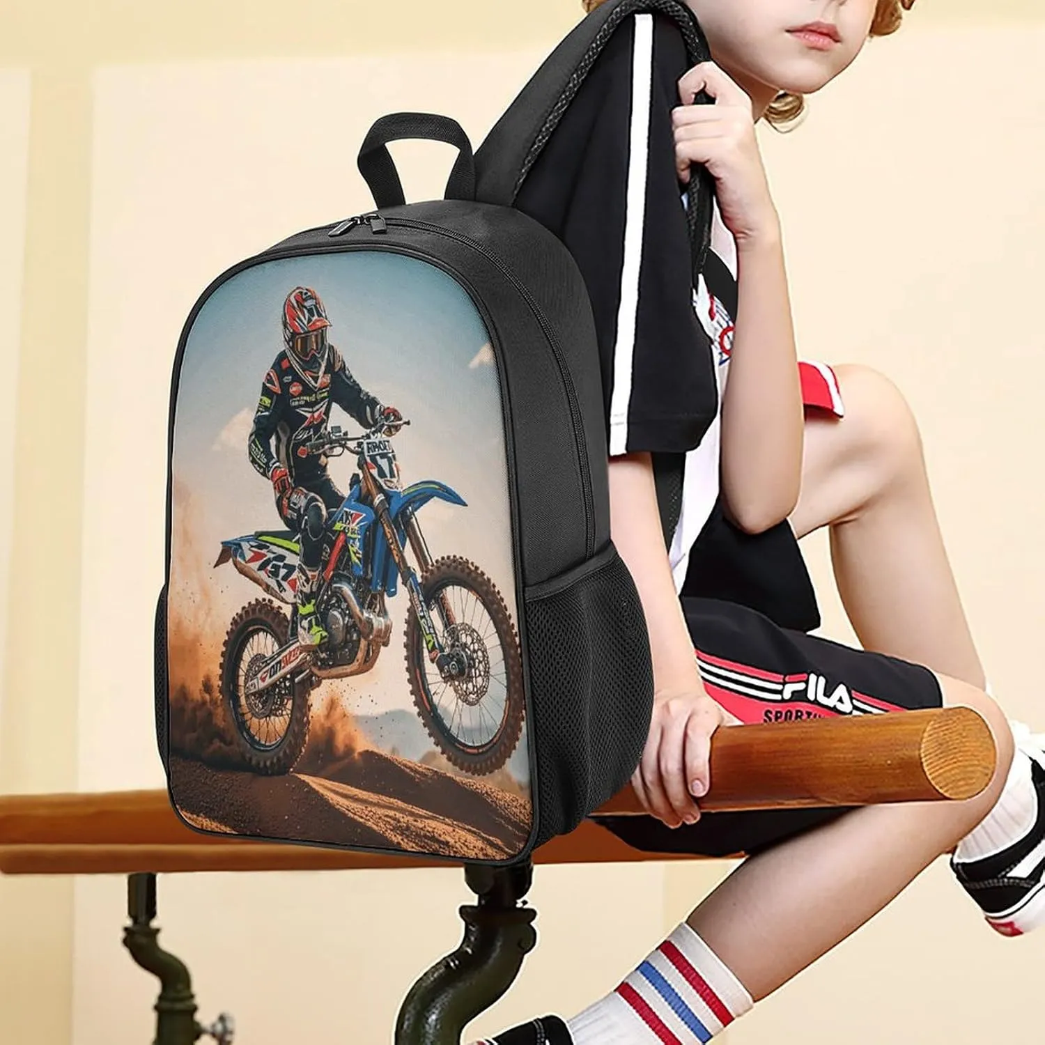 Lightweight Backpacks Cute Travel Bag Durable Sport Motorcycle Theme Printing Small Travel Backpack For Women & Men