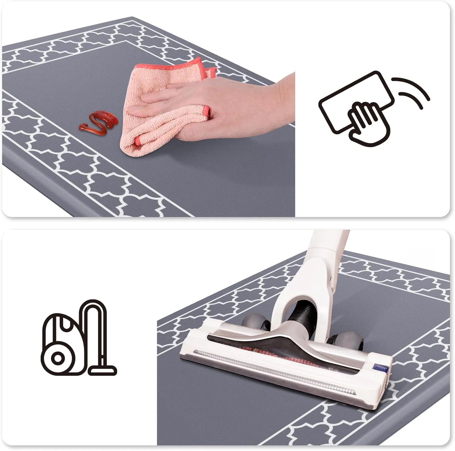 LuxStep Kitchen Mat [2 PCS] Cushioned 0.47 inch Anti Fatigue Kitchen Rug Non Slip Kitchen Mats and Rugs Waterproof Kitchen Rug Comfort Standing Mat for Kitchen, House,Office (Grey)