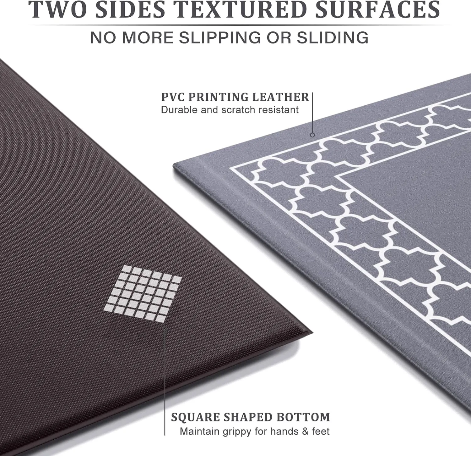 LuxStep Kitchen Mat [2 PCS] Cushioned 0.47 inch Anti Fatigue Kitchen Rug Non Slip Kitchen Mats and Rugs Waterproof Kitchen Rug Comfort Standing Mat for Kitchen, House,Office (Grey)