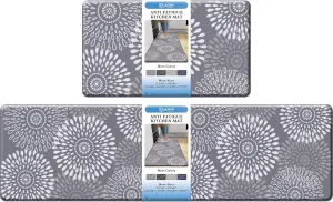 LuxStep Kitchen Mats for Floor,Cushioned Rug Anti-Fatigue Mats for Kitchen Decor Accessories,Waterproof Non-Slip Mats and Rugs Set for Office,Floor,Laundry 17.3"×30" 17.3"×59",Grey