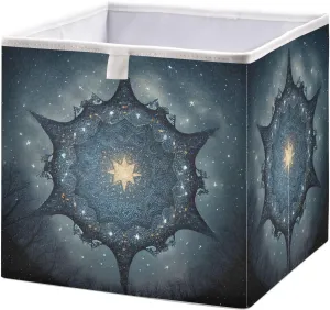 Magical-mandala Foldable Fabric Cloth Strong Sturdy Storage Cube Basket Bins Organizer with Handles, For Home Shelf Closet And Toys Storage 15.8x10.6x7in
