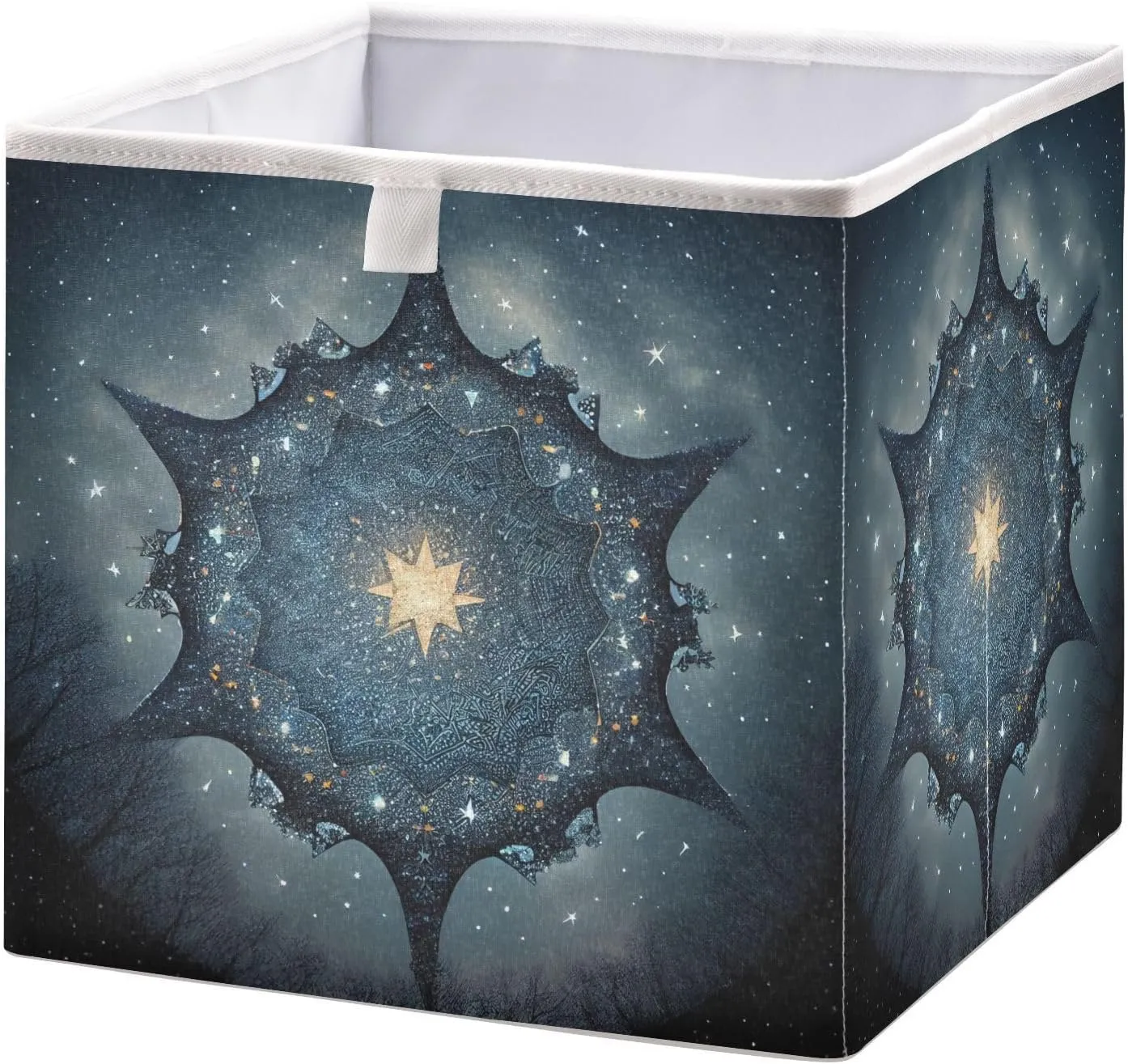 Magical-mandala Foldable Fabric Cloth Strong Sturdy Storage Cube Basket Bins Organizer with Handles, For Home Shelf Closet And Toys Storage 15.8x10.6x7in