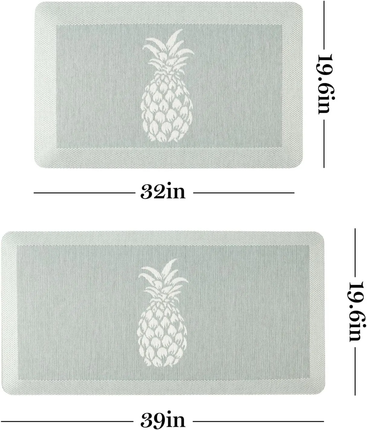 Martha Stewart Aloha Modern Pineapple Anti-Fatigue Air-Infused Kitchen Mat, Mint Green, 19.6"x32"