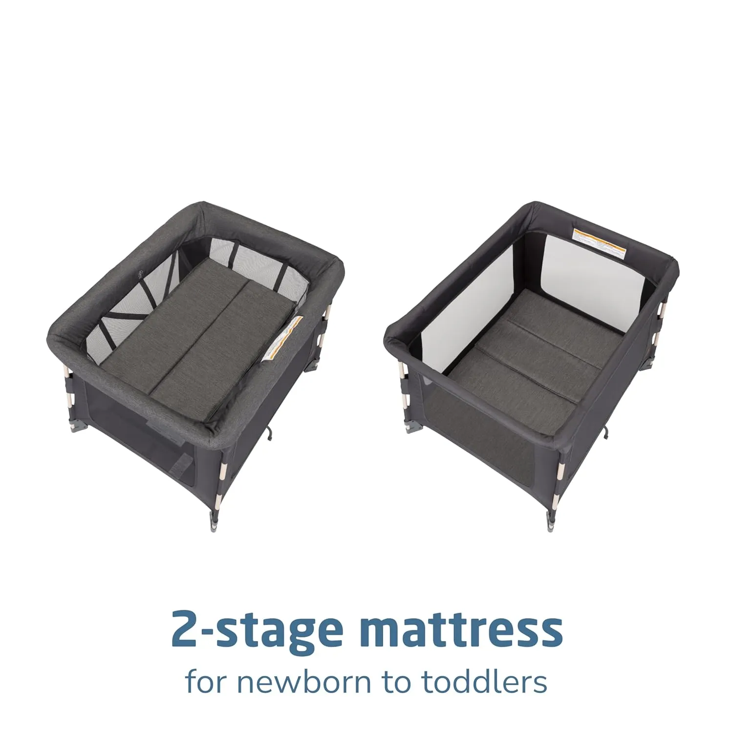 Maxi-Cosi Swift Baby Playpen with Mat, Baby Play Yards, Pack and Play with Bassinet - Portable Playpen for Babies and Toddlers, Classic Graphite