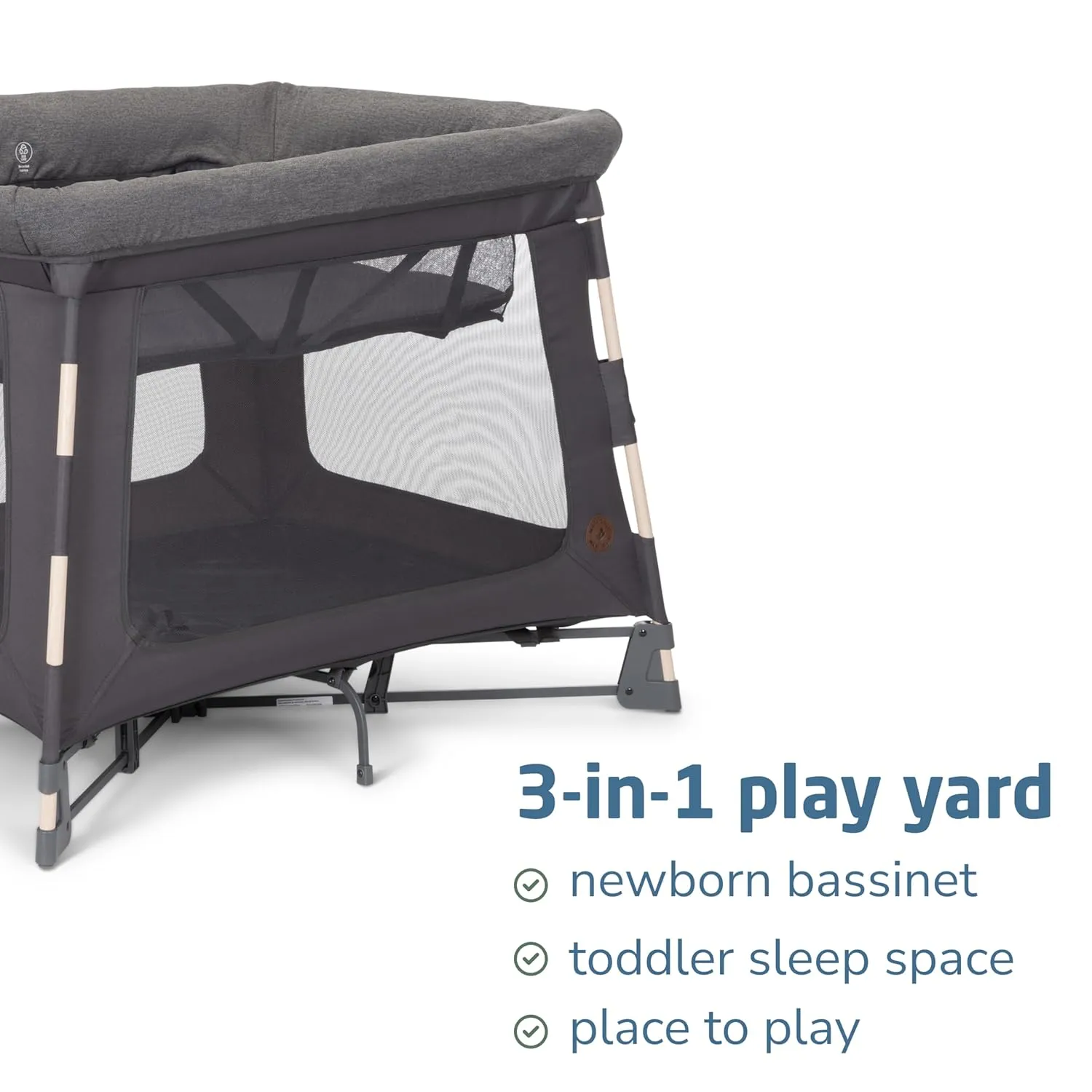 Maxi-Cosi Swift Baby Playpen with Mat, Baby Play Yards, Pack and Play with Bassinet - Portable Playpen for Babies and Toddlers, Classic Graphite