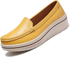 MEBAMY Women's Thick Sole Slip-On Loafers Comfortable Arch Support Casual Thick-Soled Casual Shoes Non-Slip Low-Top Loafers Shoes for Women Black