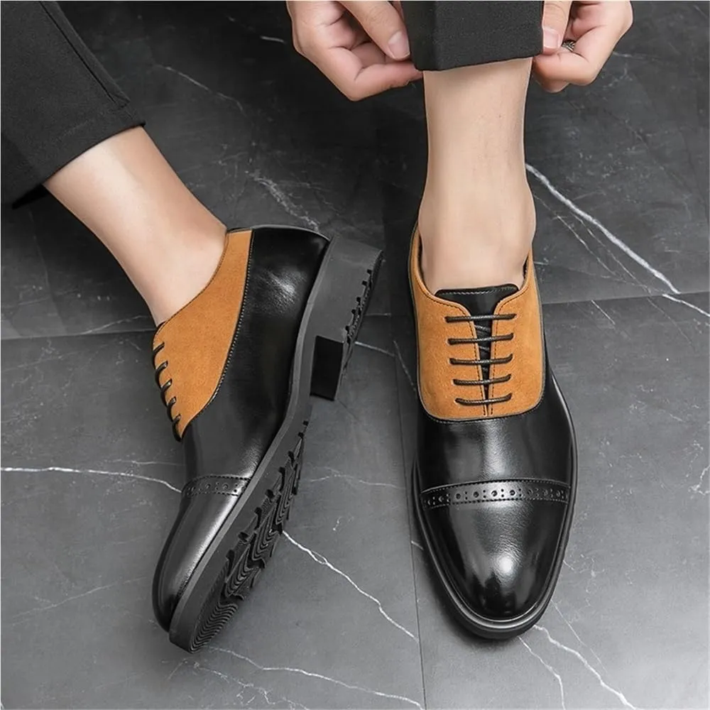 Men Classic Brogue Oxford Dress Shoes British Style Lace Up Business Casual Leather Formal
