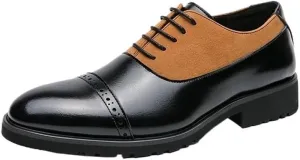 Men Classic Brogue Oxford Dress Shoes British Style Lace Up Business Casual Leather Formal