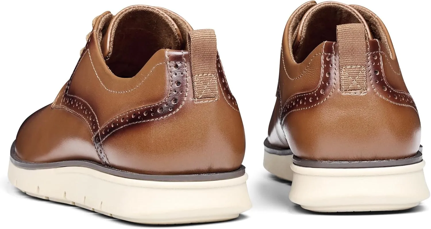 Mens Casual Dress Shoes Genuine Leather Plain Toe Mens Dress Sneakers Lightweight Comfortable Business Casual Oxford Shoes for Men