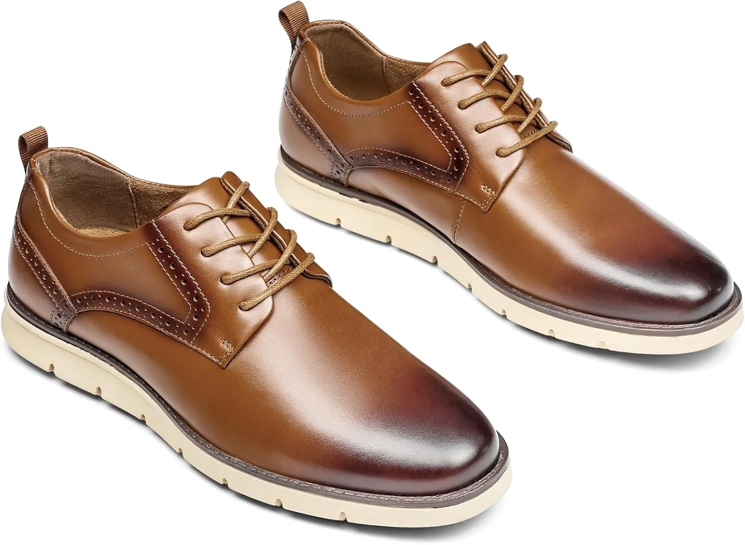 Mens Casual Dress Shoes Genuine Leather Plain Toe Mens Dress Sneakers Lightweight Comfortable Business Casual Oxford Shoes for Men