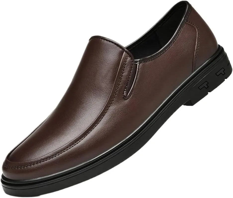 Mens Casual Dress Shoes Oxford Round Toe Lightweight Comfortable Leather Non Slip Sole Business Prom Formal Events