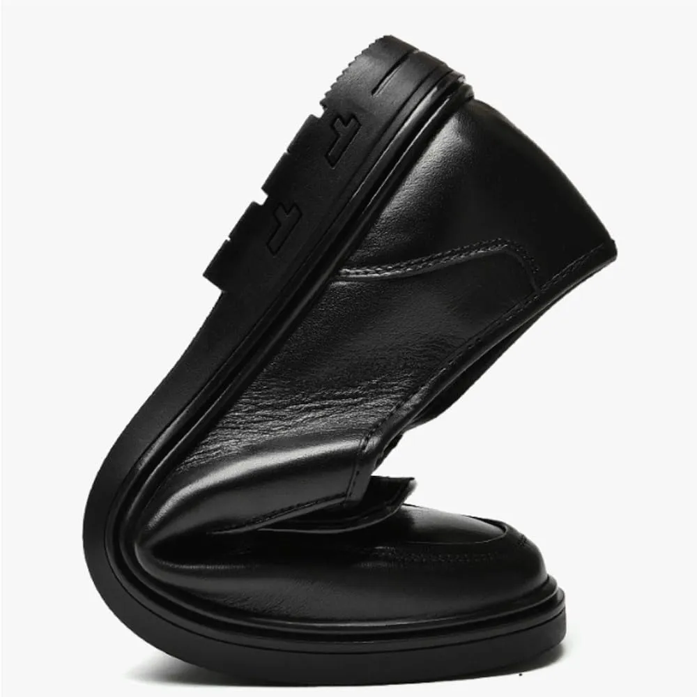 Mens Casual Dress Shoes Oxford Round Toe Lightweight Comfortable Leather Non Slip Sole Business Prom Formal Events