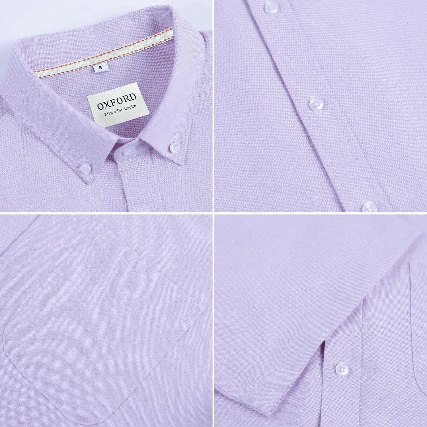 Men's Cotton Oxford Shirt Short Sleeve Button Down Business Casual with Chest Pocket for Gifts