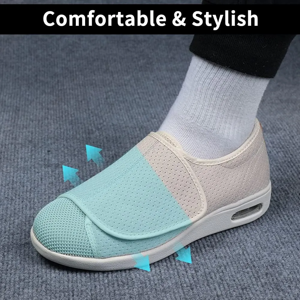 Men's Diabetic Shoes Extra Wide Width Easy On & Off Walking Sneakers with Air Cushion & Breathable Mesh, Support for Elderly Men, Swollen Feet, Edema, Plantar Fasciitis Light Gray