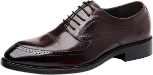 Men's Dress Genuine Leather Oxfords Luxury Crocodile Leather Business Suit Shoes ，Classic Lace Up Comfortable Dress Shoes