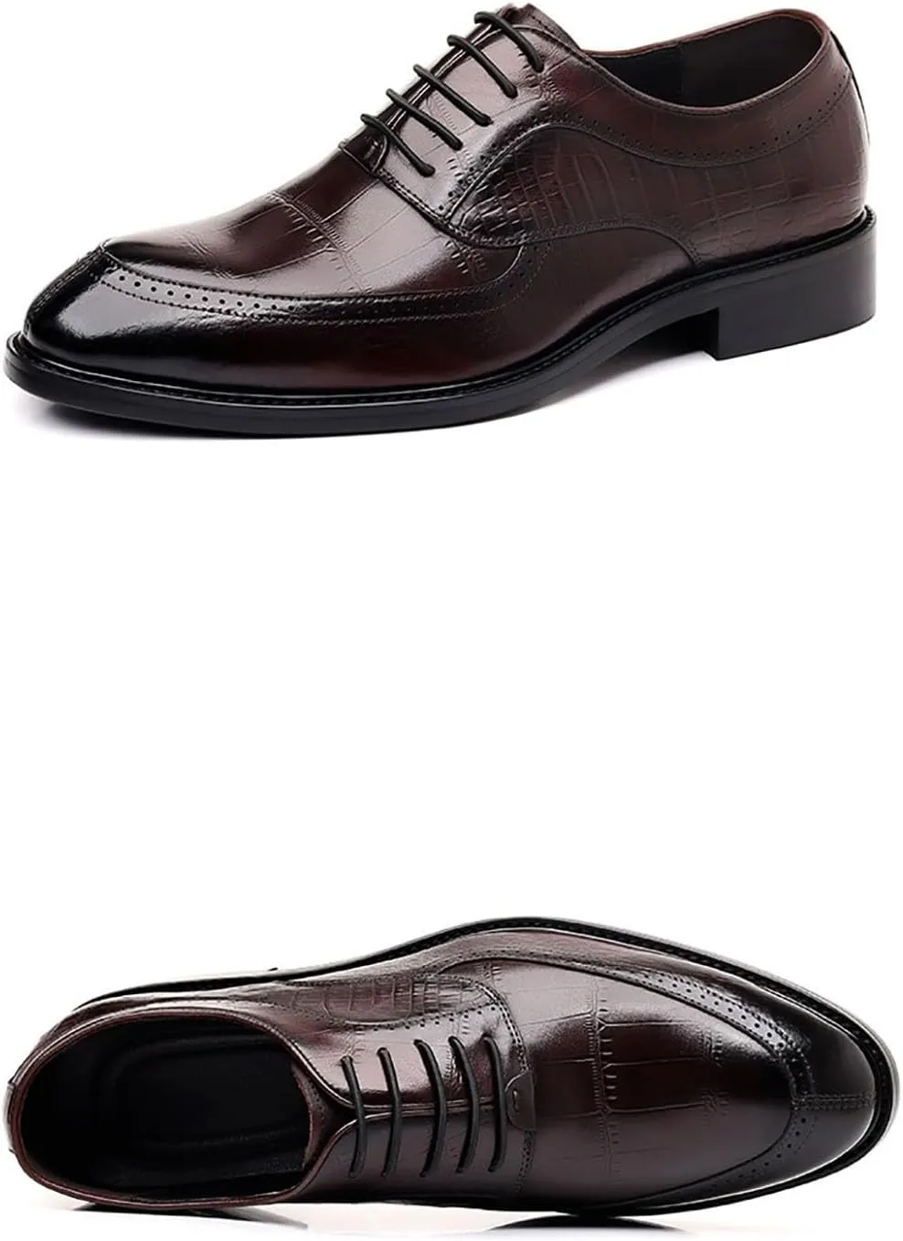 Men's Dress Genuine Leather Oxfords Luxury Crocodile Leather Business Suit Shoes ，Classic Lace Up Comfortable Dress Shoes