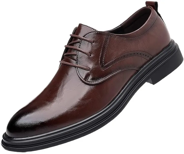 Men's Dress Shoes Slip On Pointed Toe Classic Formal Business Oxfords Shoes Casual Wedding Derby Shoe for Men