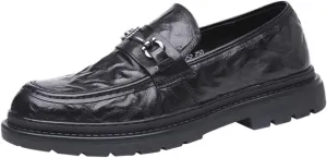 Men's Genuine Leather Oxford Dress Shoes Comfort Round Toe Slip On Business Office Formal Wedding Prom Shoes