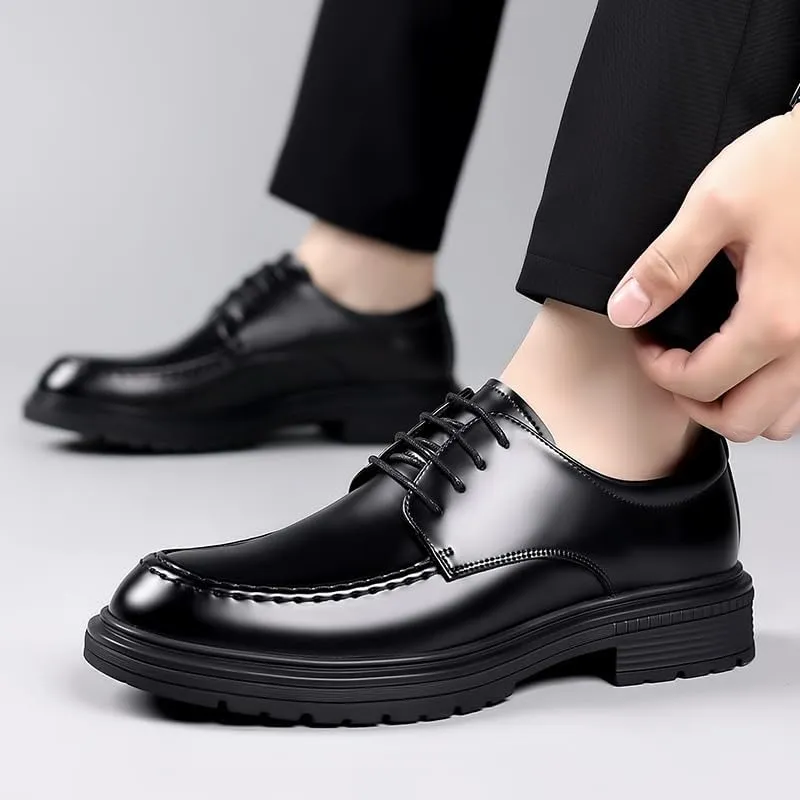 Men's Genuine Leather Platform Oxfords Shoes Fashion Classic Lace Up Dress Shoes Non Slip Casual Business Brogue