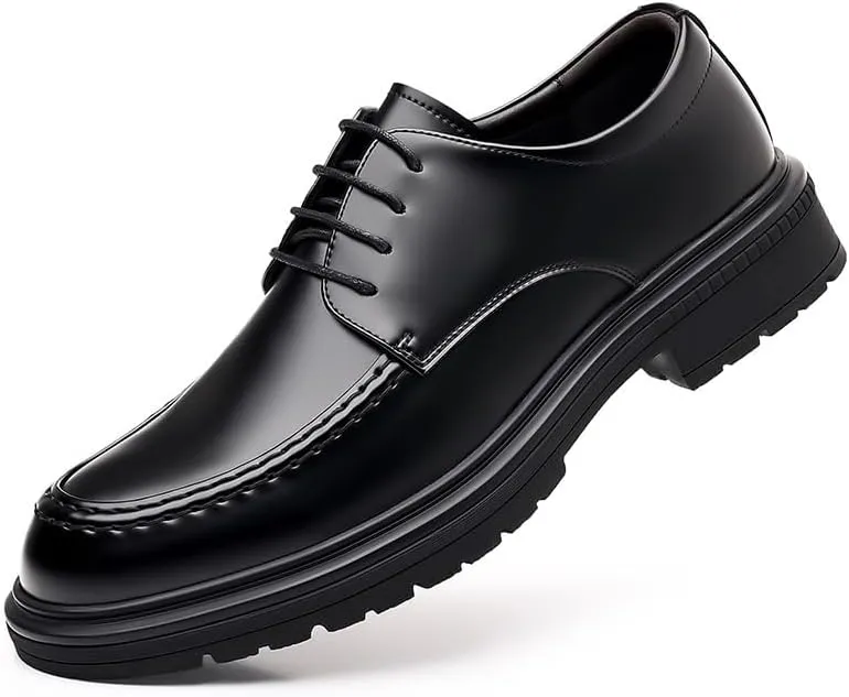 Men's Genuine Leather Platform Oxfords Shoes Fashion Classic Lace Up Dress Shoes Non Slip Casual Business Brogue