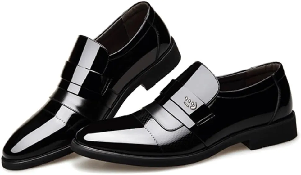 Mens Invisible Elevator Oxford Dress Shoes Luxury Lacquer Leather Pointed Toe Fashion Classic Height Increasing