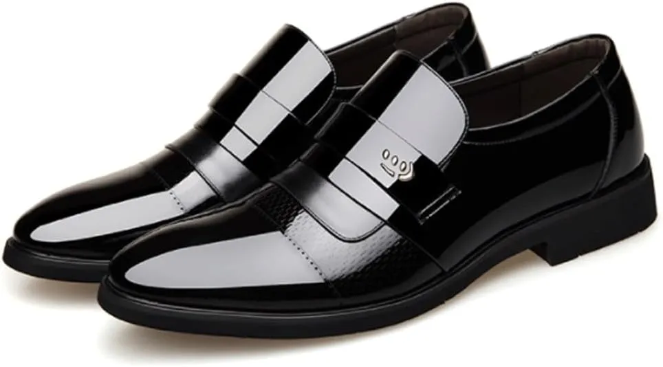 Mens Invisible Elevator Oxford Dress Shoes Luxury Lacquer Leather Pointed Toe Fashion Classic Height Increasing