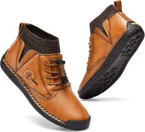 Men's Leather Loafers Fashion Casual Slip On Penny Beck Driving Loafer Shoes Ankle Chukka Boots For Men【Includes Extra Insole】