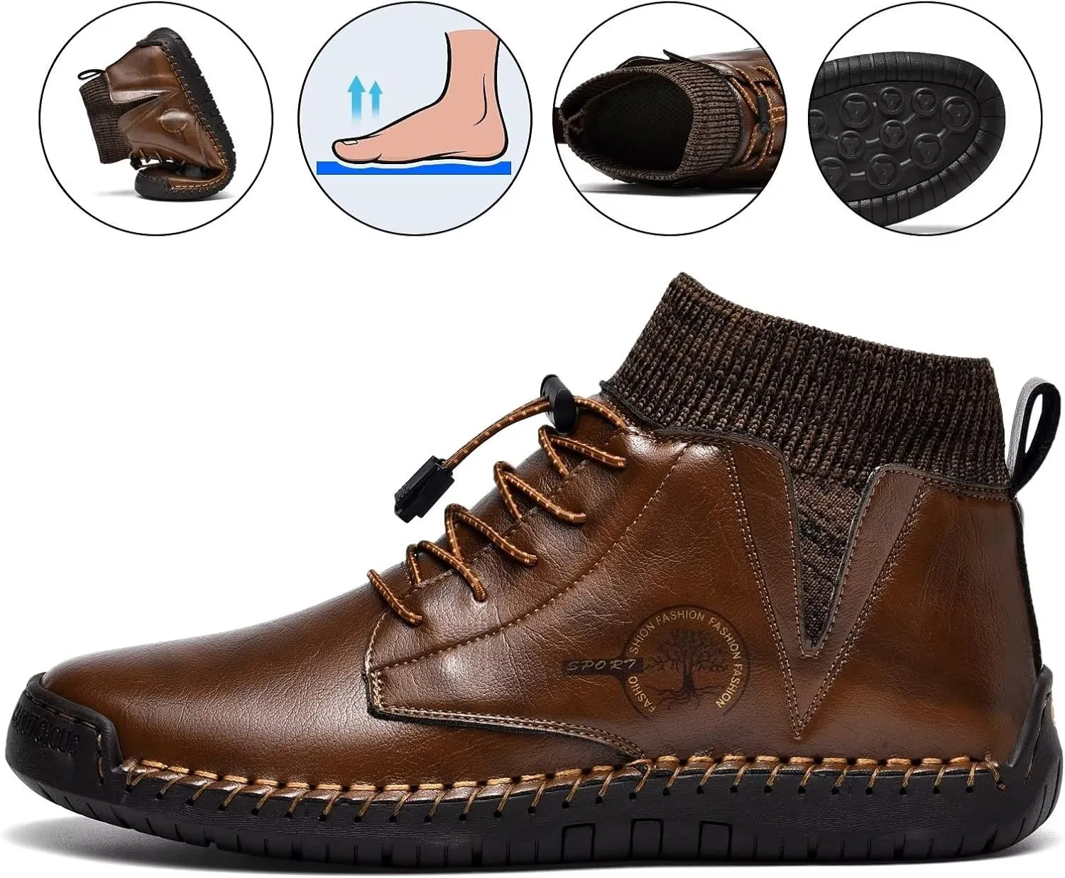 Men's Leather Loafers Fashion Casual Slip On Penny Beck Driving Loafer Shoes Ankle Chukka Boots For Men【Includes Extra Insole】