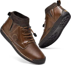 Men's Leather Loafers Fashion Casual Slip On Penny Beck Driving Loafer Shoes Ankle Chukka Boots For Men【Includes Extra Insole】